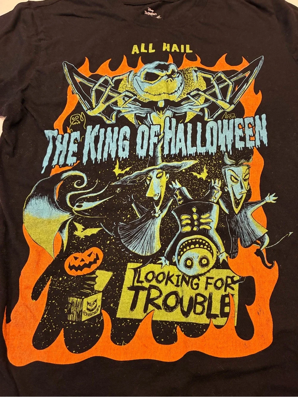 Disney The King of Halloween Graphic Tee - Black/Orange/Neon Blue-Green